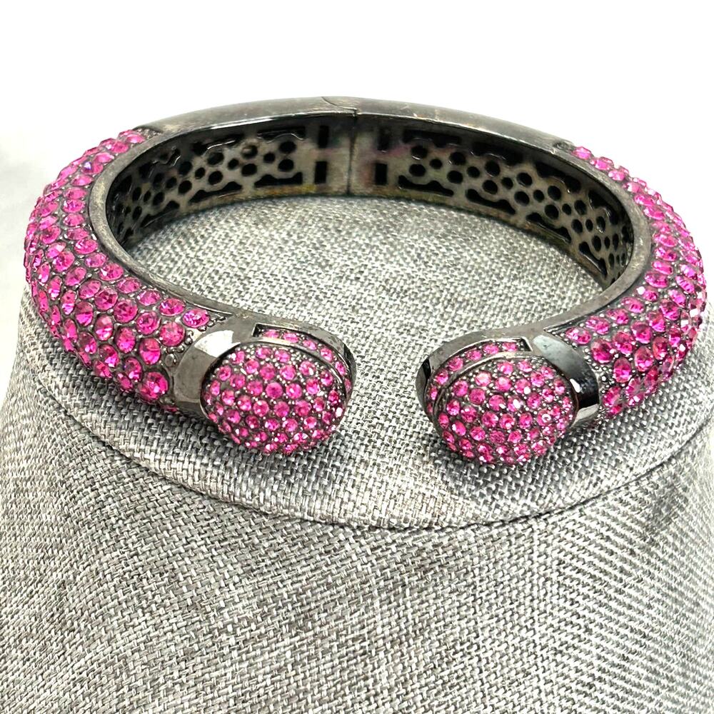 Vintage Joan Boyce Pink Rhinestone‎ Cuff Bracelet